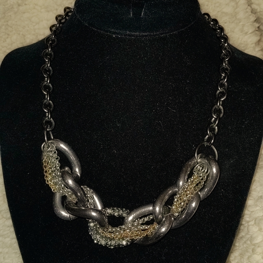 ❤️ Silver Gold Chunky Necklace